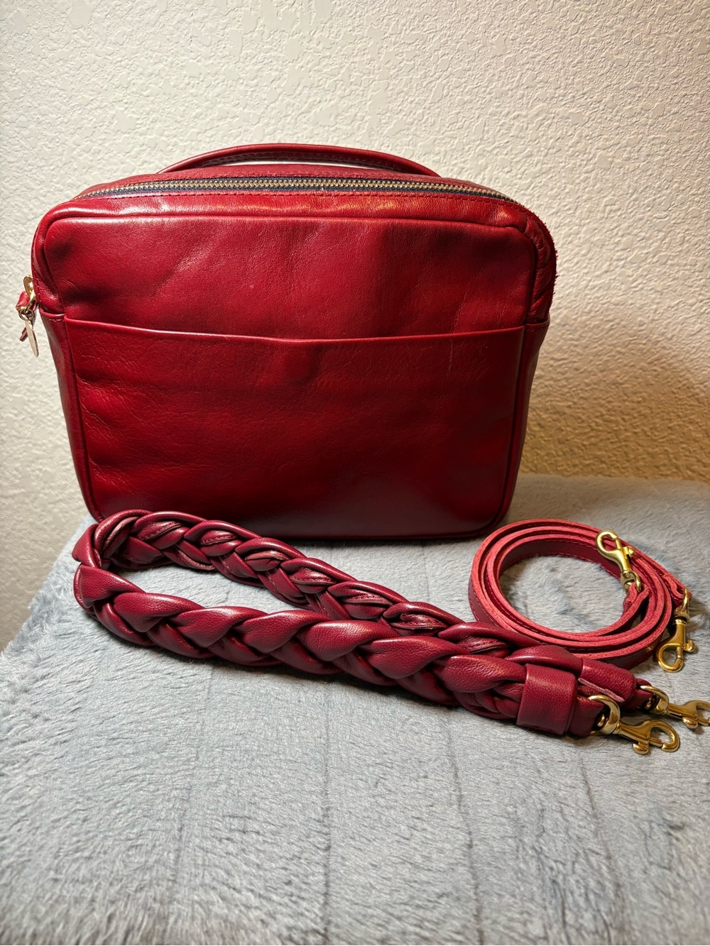 Clare V Mirabel in Oxblood Rustic Leather